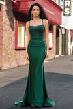 Sparkly Dark Green Mermaid Halter Long Formal Dress with Beading