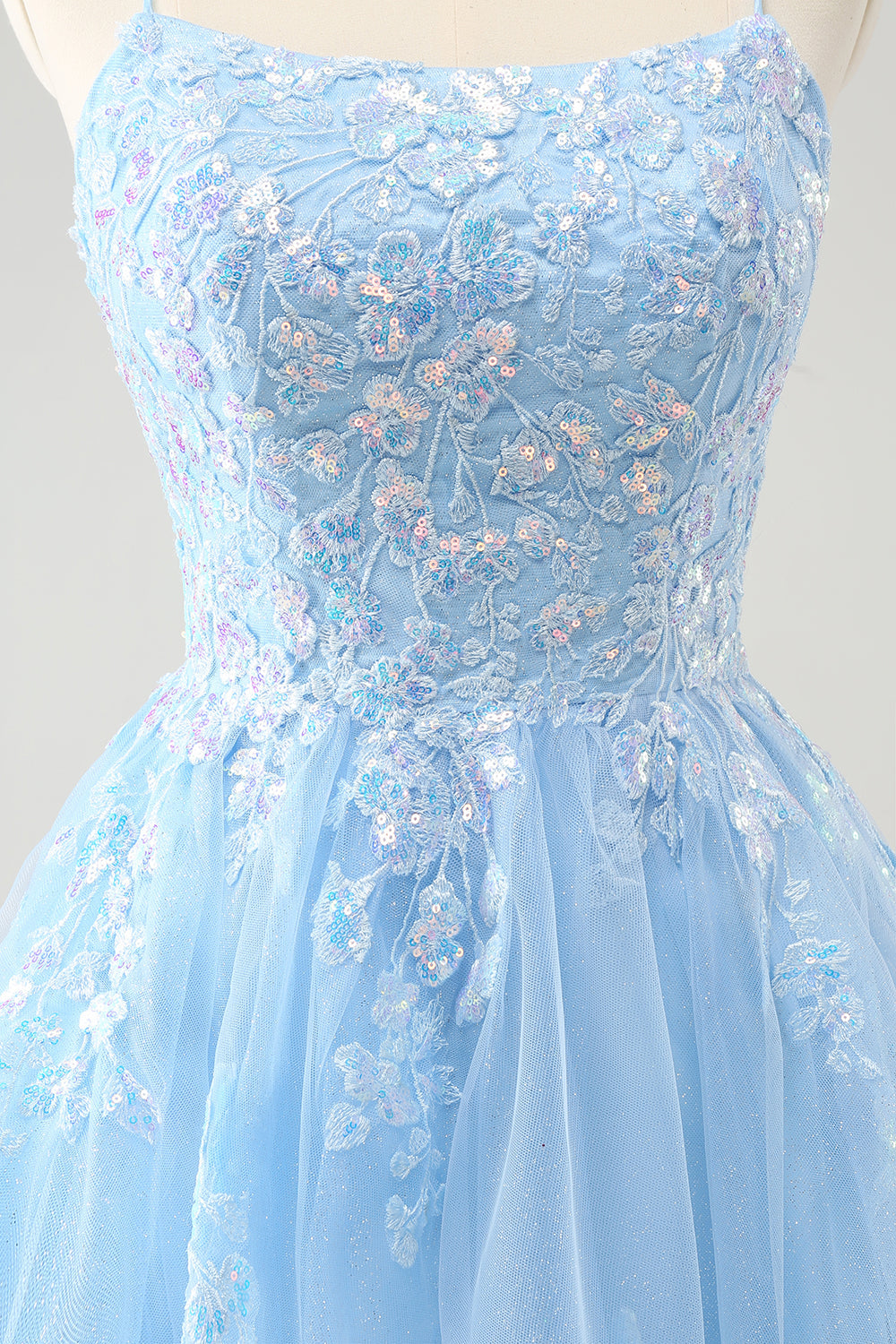 Glitter Lilac A Line Short Lace Up Back Cocktail Dress with Appliques