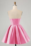 Cute A Line Sweetheart Corset Fuchsia Cocktail Dress with Beading