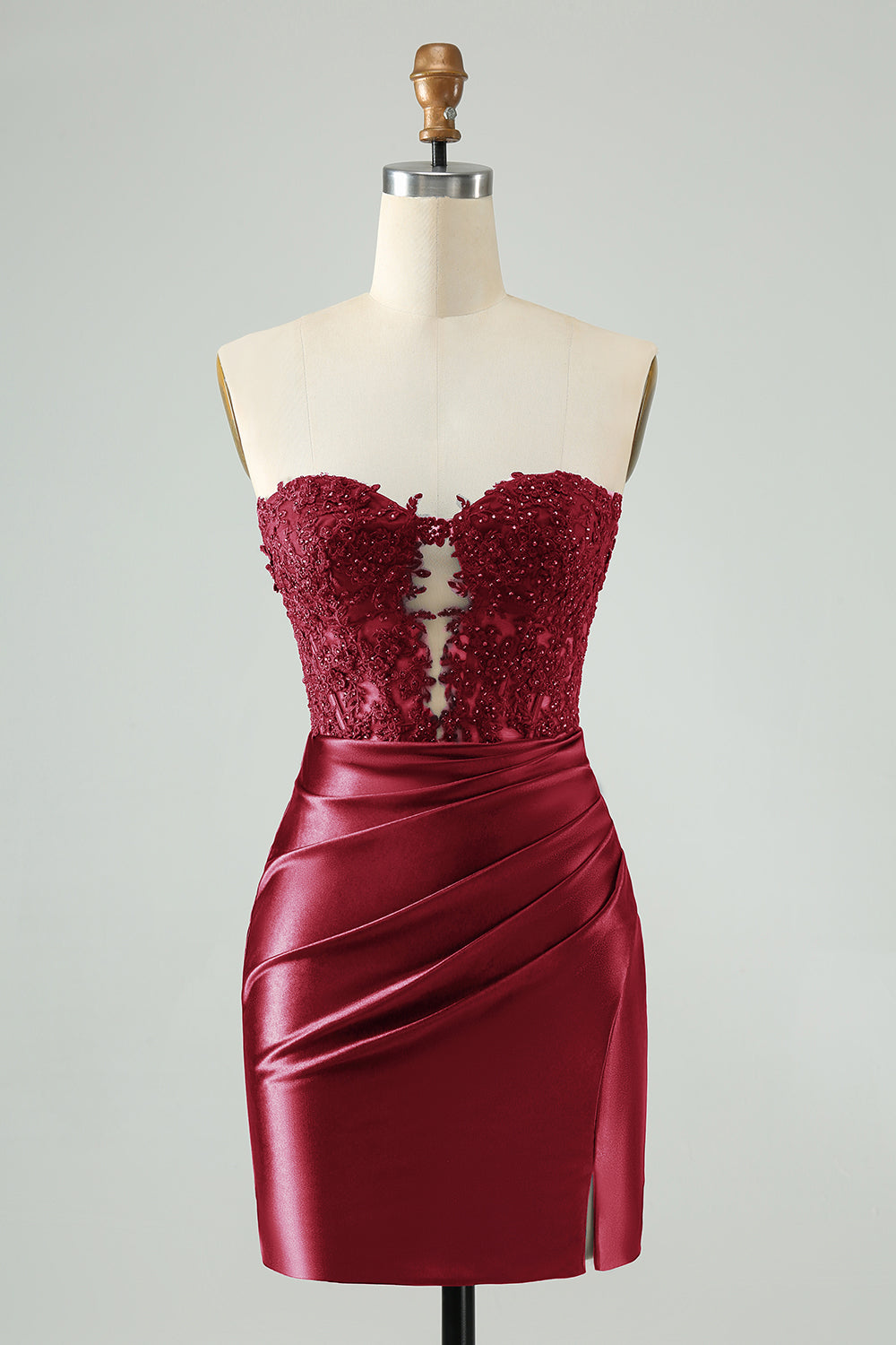 Sparkly Royal Blue Bodycon Strapless Hollow Out Cocktail Dress with Lace