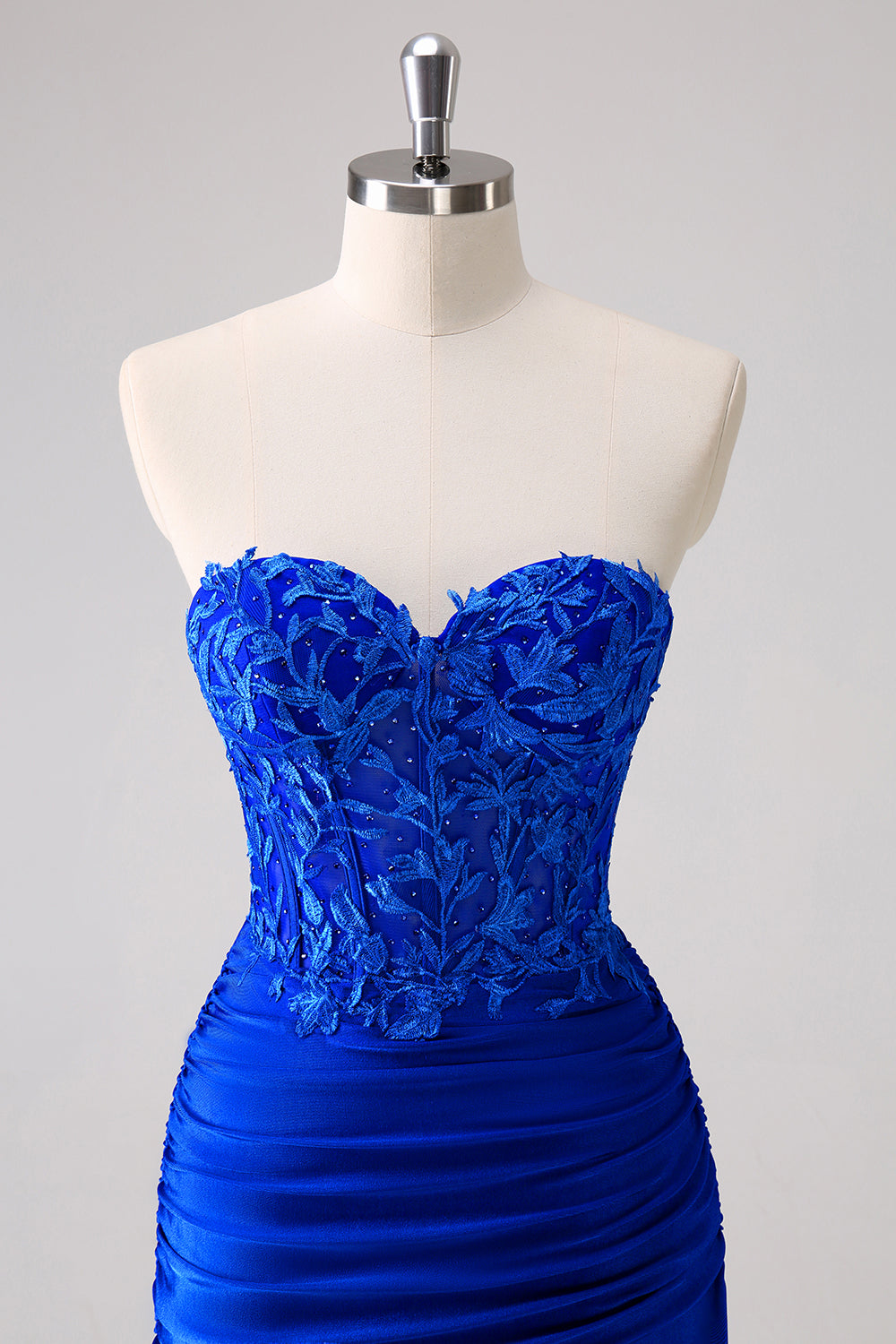 Lilac Strapless Tight Corset Cocktail Dress with Appliques