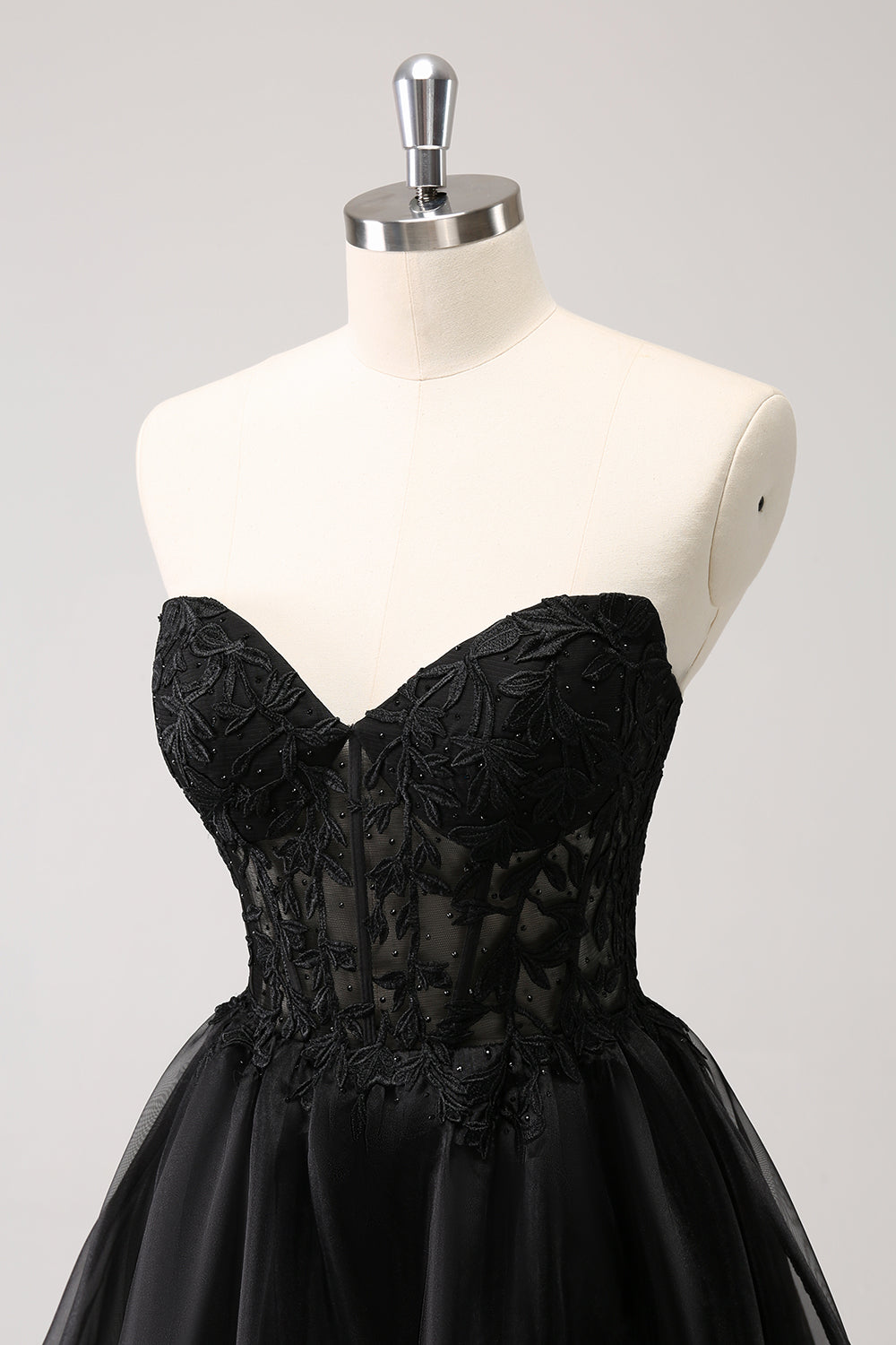 Cute Black A Line Corset Strapless Ruffled Short Cocktail Dress