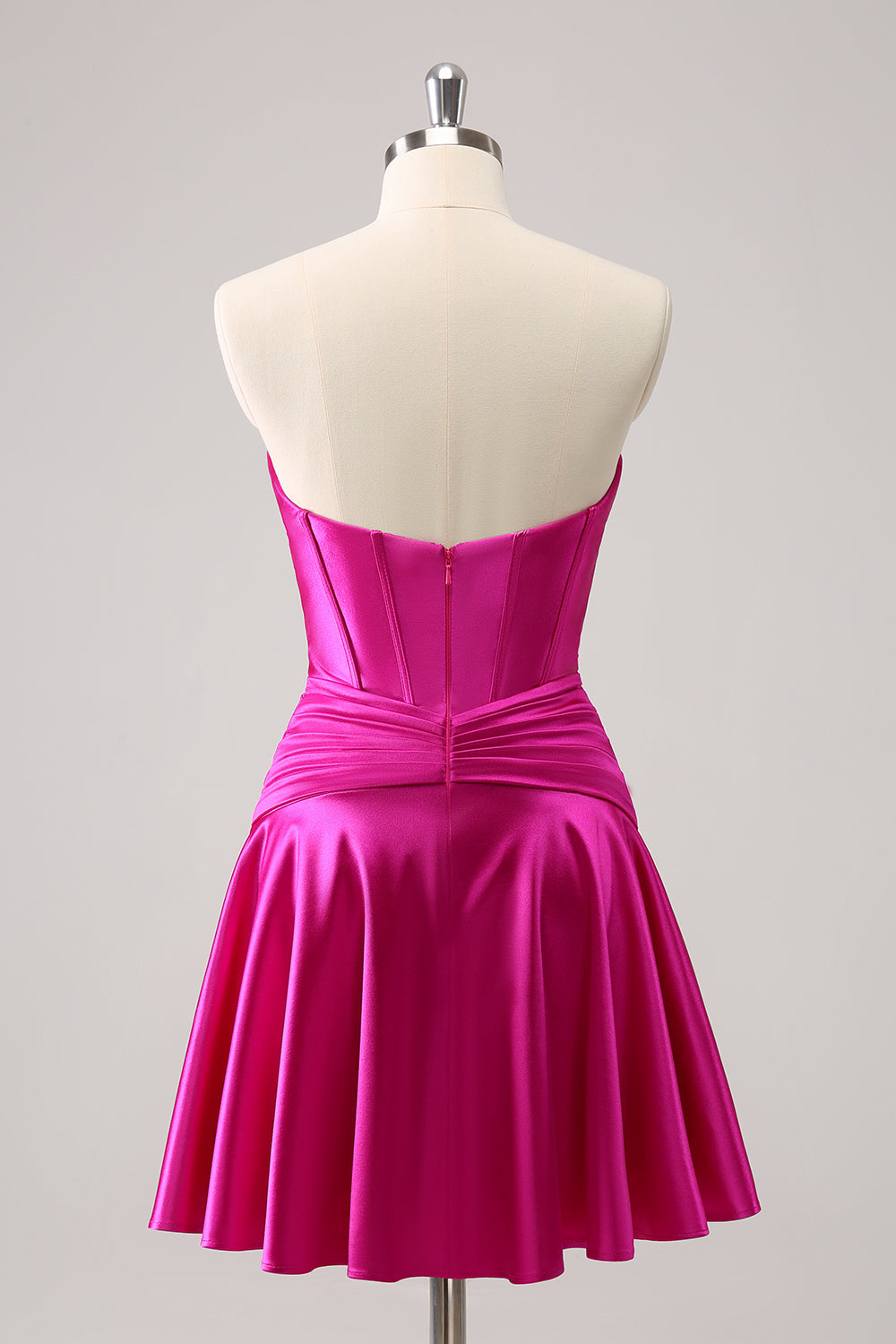 Fuchsia A-Line Sweetheart Corset Short Cocktail Dress