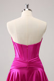 Fuchsia A-Line Sweetheart Corset Short Cocktail Dress