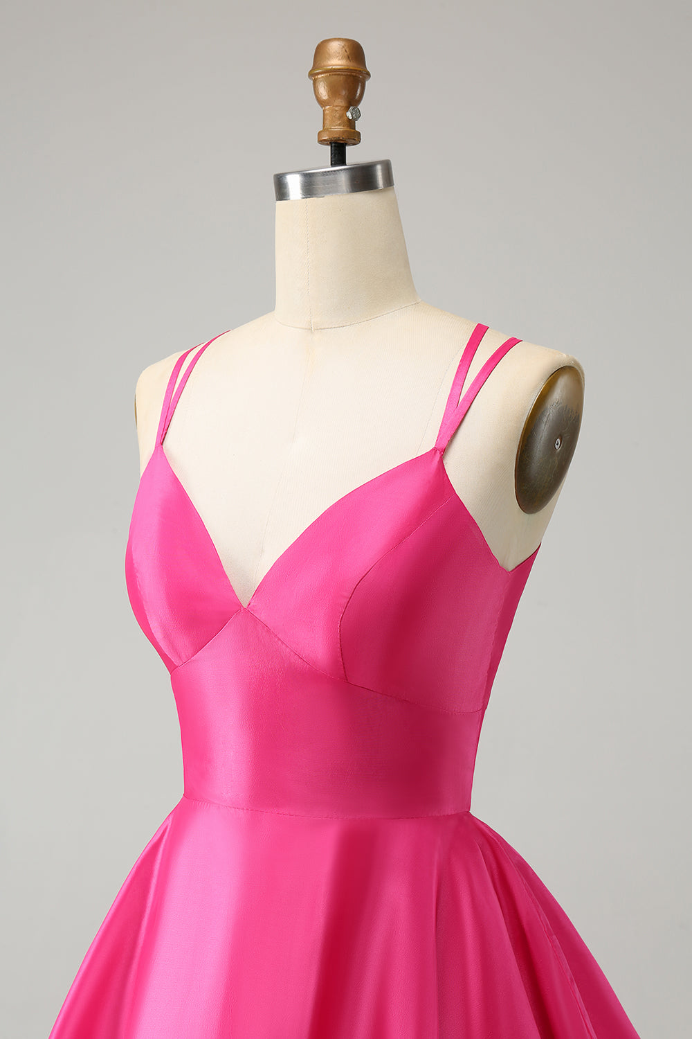 Fuchsia A-Line Spaghetti Straps Backless Cocktail Dress