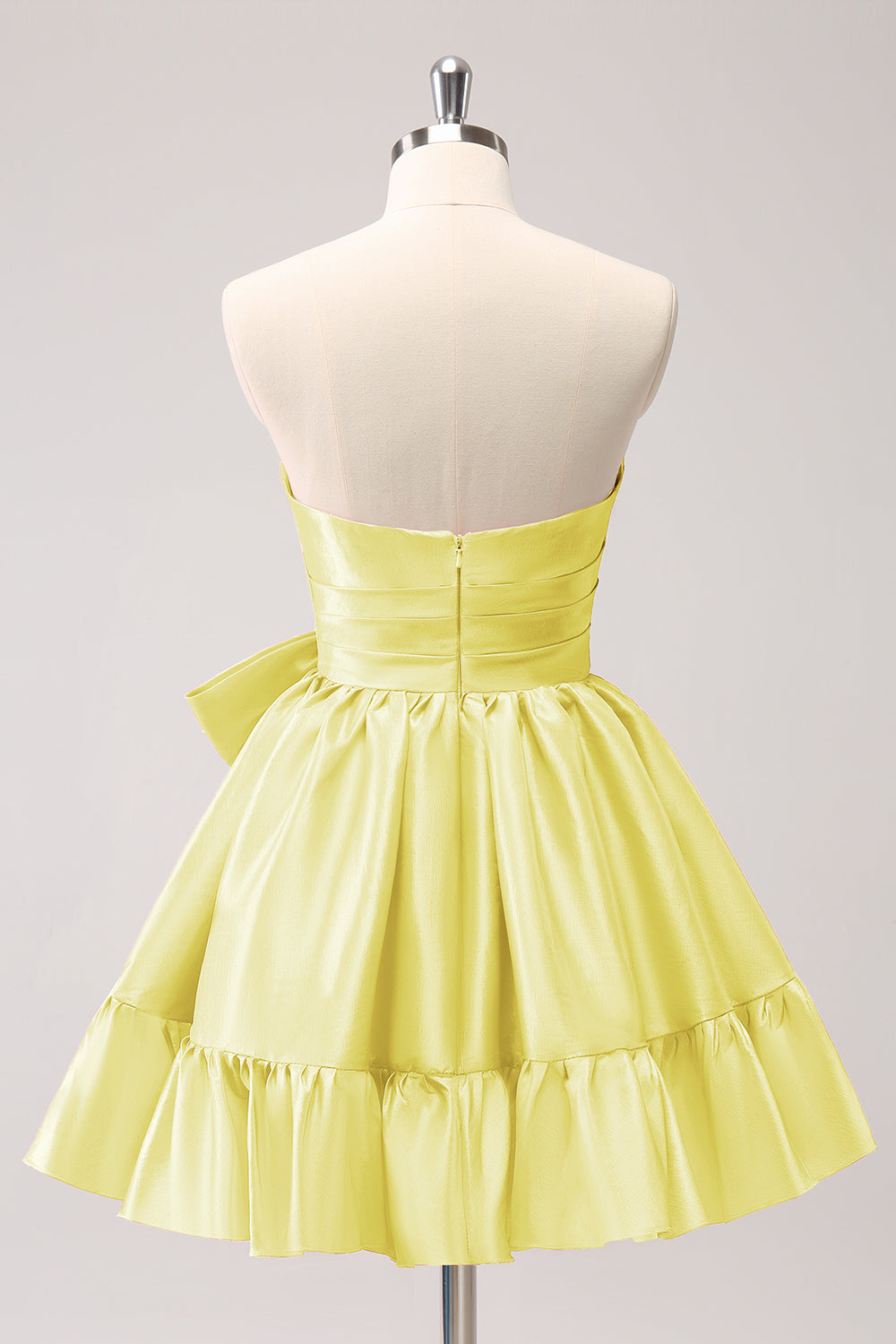 Fuchsia A-Line Strapless Ruffle Short Cocktail Dress with Bow