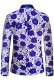 Royal Blue Shawl Lapel Jacquard Men's Formal Blazer