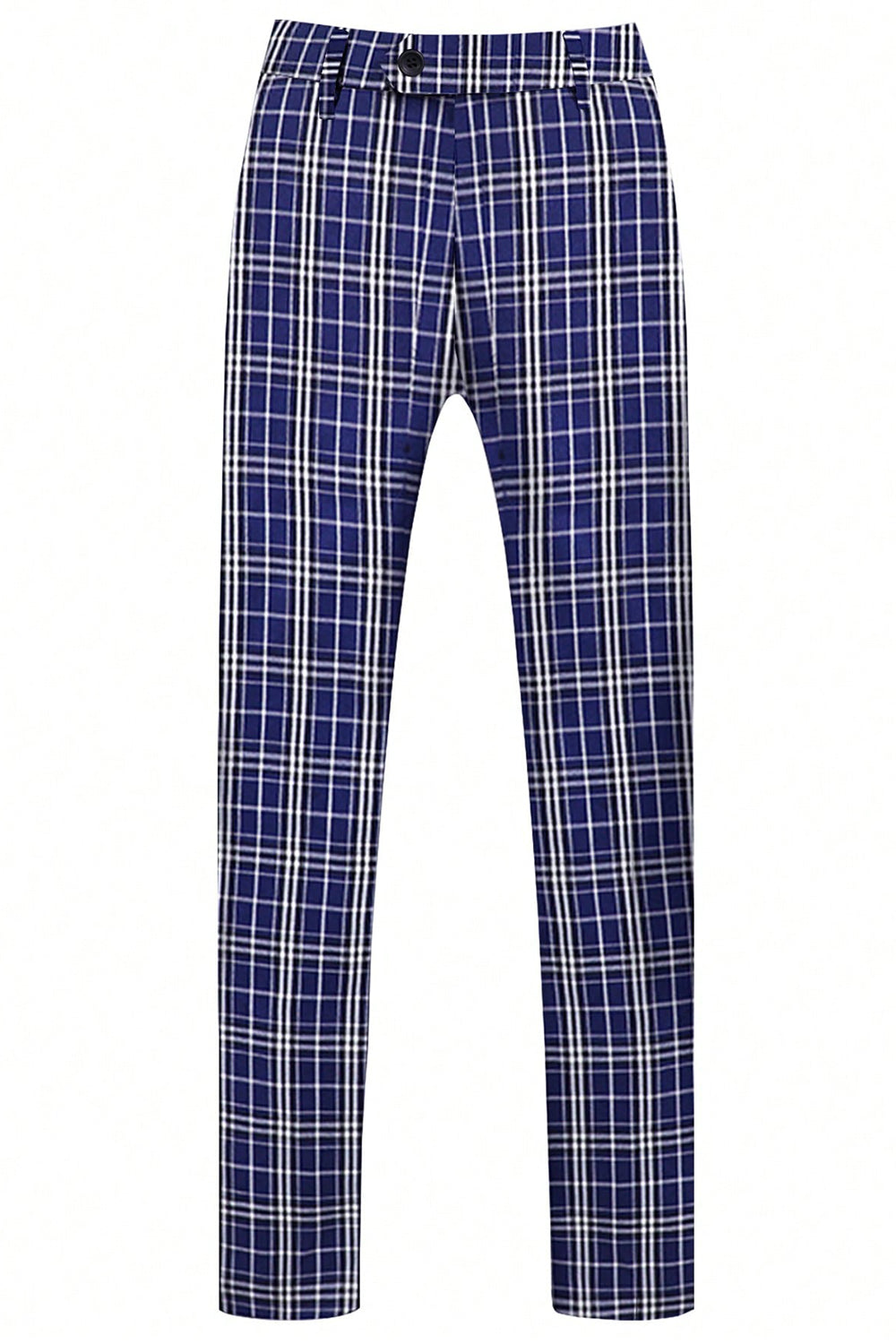 Royal Blue Plaid Peak Lapel Double Breasted 2 Piece Men's Suits