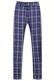 Royal Blue Plaid Peak Lapel Double Breasted 2 Piece Men's Suits