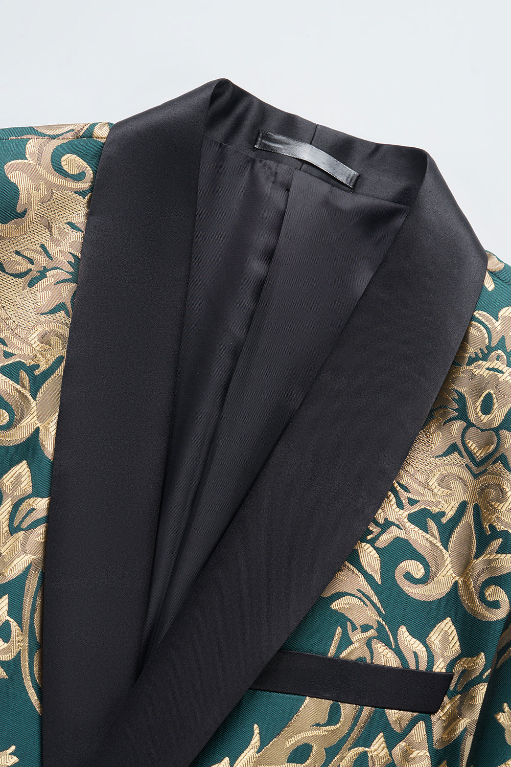 Dark Green Men's Formal Blazer with Embroidery