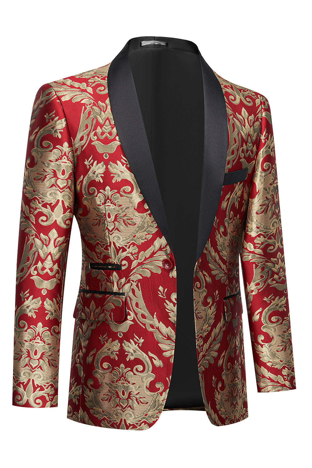 Dark Green Men's Formal Blazer with Embroidery