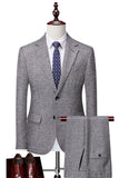 Grey Double Breasted 3 Pieces Men's Formal Suits
