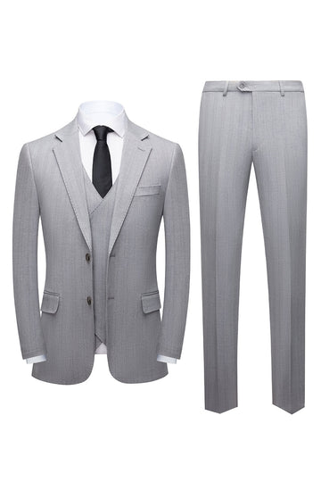 Simple Grey Shawl Lapel 3 Piece Men's Formal Suits