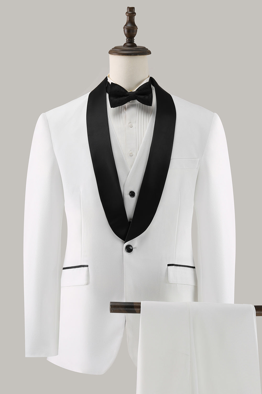 White Shawl Lapel 3 Piece One Button Men's Formal Suits