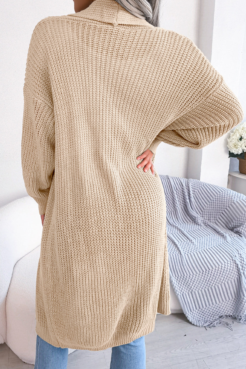 Knitted Long Sleeve Open Front Loose Soft Cardigan Sweater