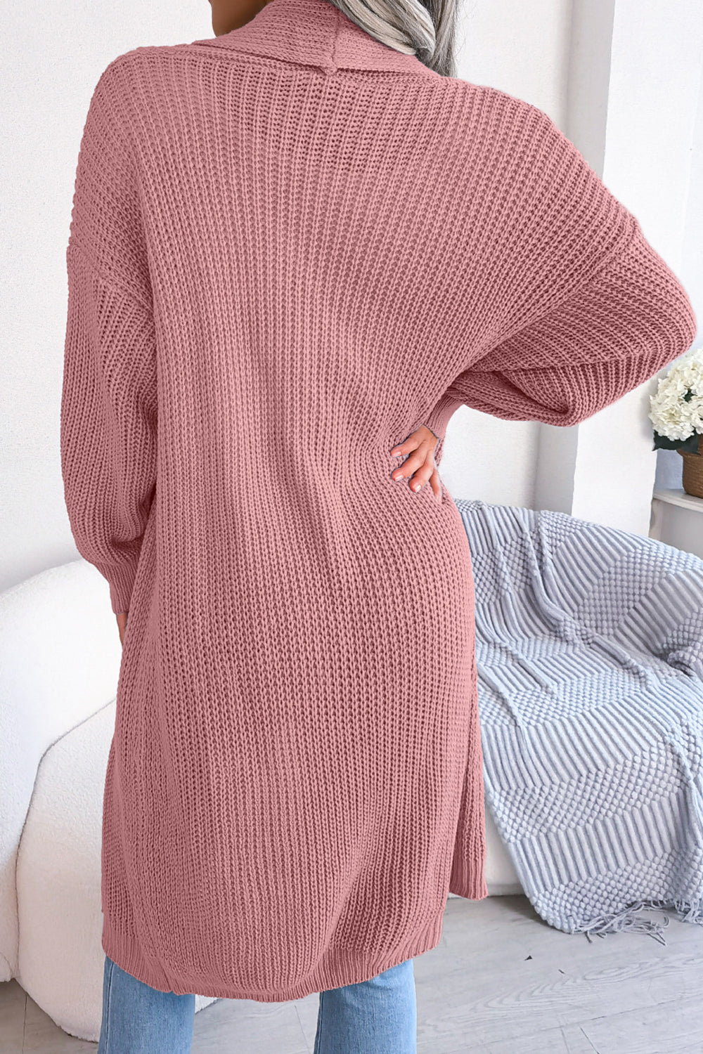 Knitted Long Sleeve Open Front Loose Soft Cardigan Sweater