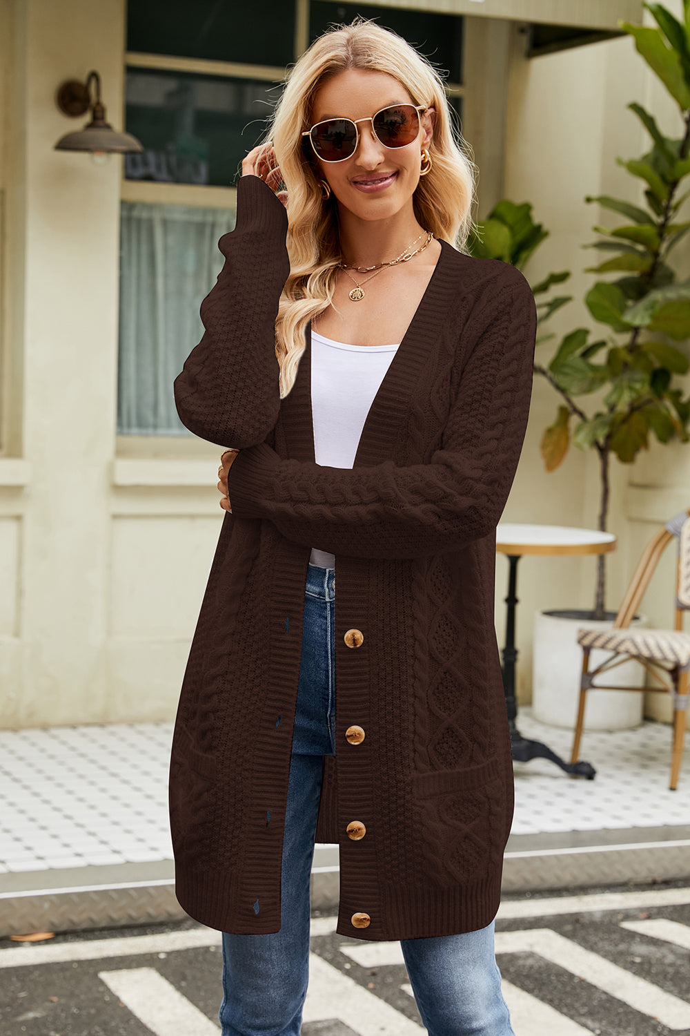 Black Knit Long Sleeves Long Cardigan Sweater