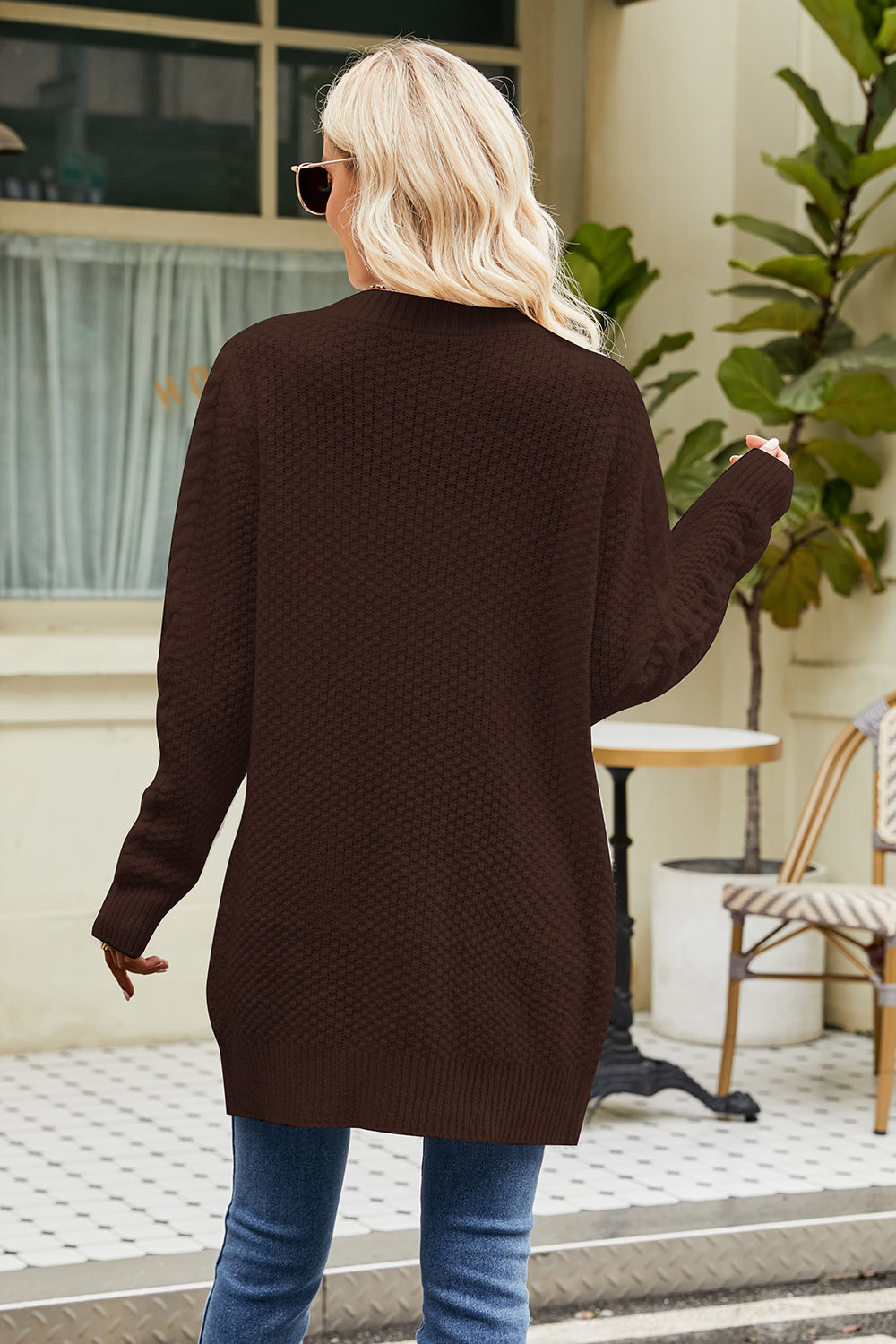 Black Knit Long Sleeves Long Cardigan Sweater