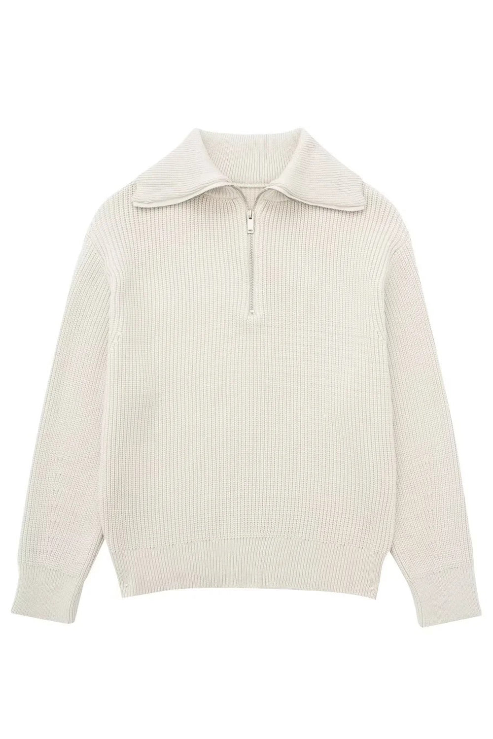 Black Half-zip Lapel Sweater