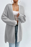 Apricot Loose Mid-Length Knitted Cardigan