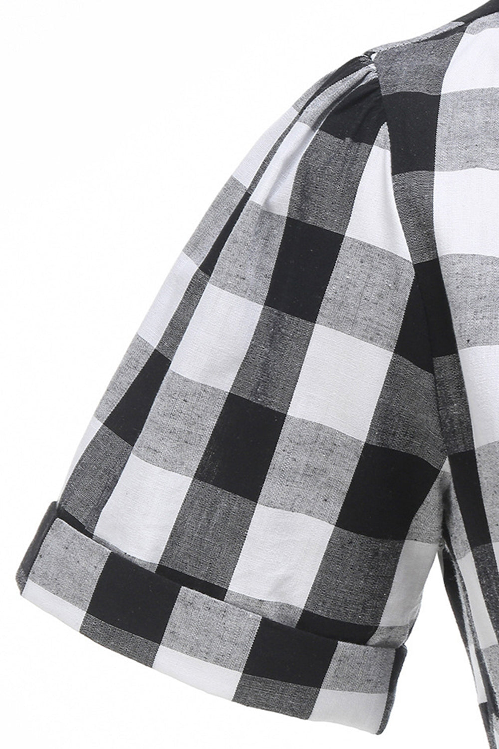 Black V Neck Plaid Vintage 1950s Dress