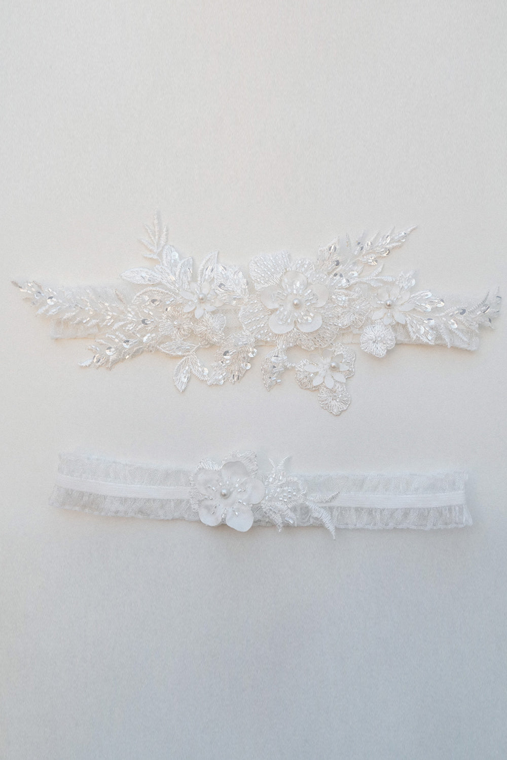 Bridal Lace Garter Set with Embroidery