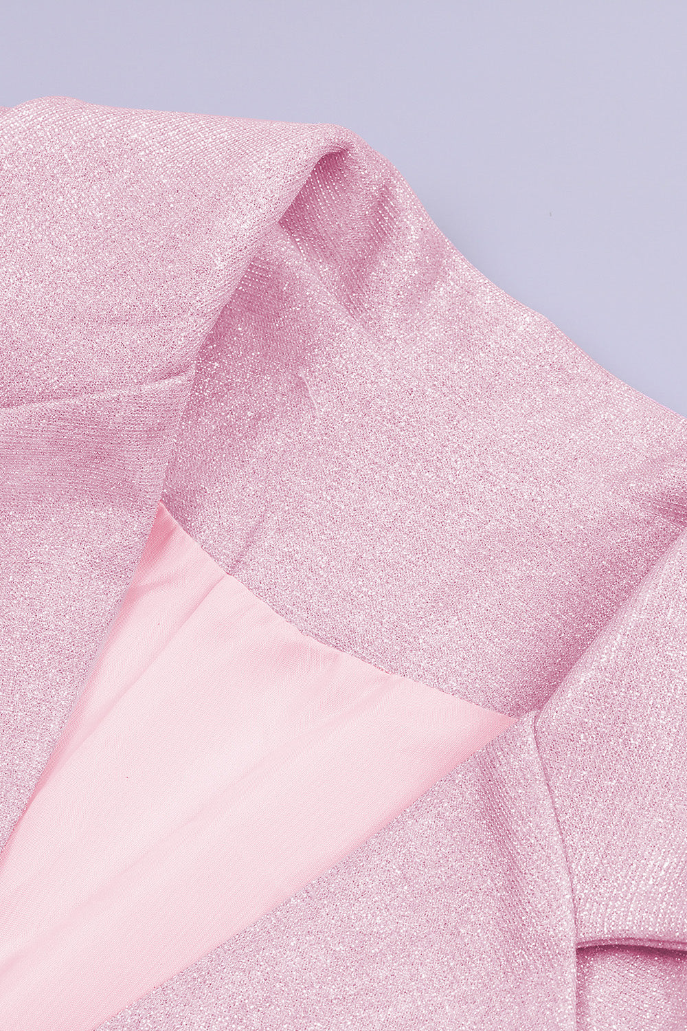 Glitter Pink Notched Lapel Women Blazer