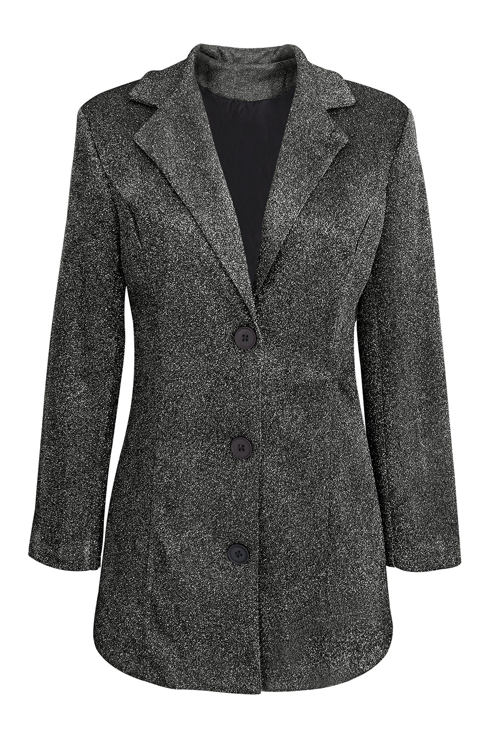 Glitter Pink Notched Lapel Women Blazer