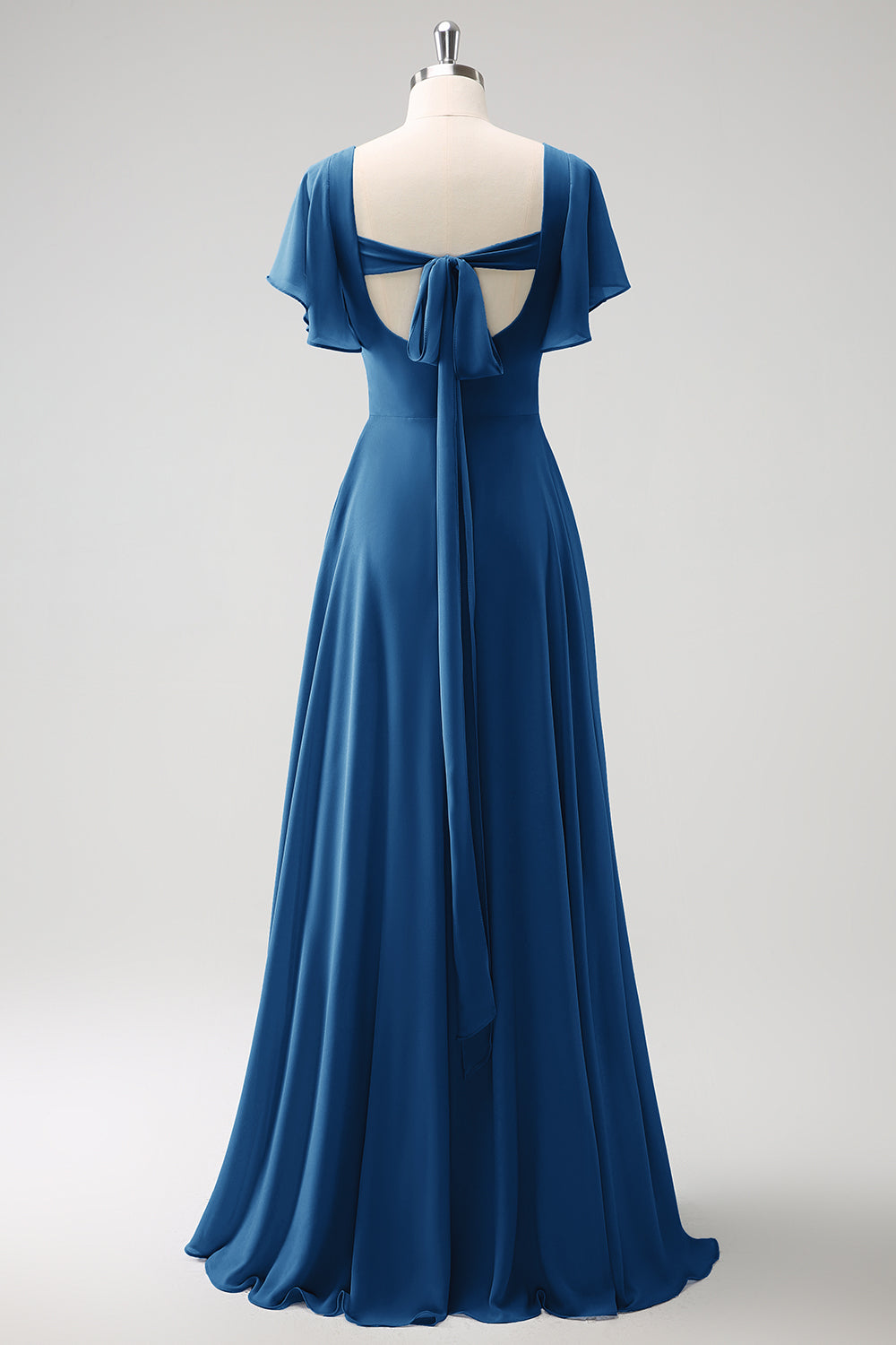 A Line Fuchsia Chiffon Long Bridesmaid Dress with Slit