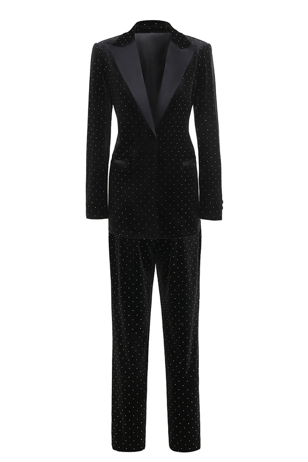 Black Polk Dots Single-breasted Peak Lapel 2 Piece Women's Formal Suit