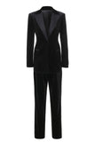 Black Polk Dots Single-breasted Peak Lapel 2 Piece Women's Formal Suit