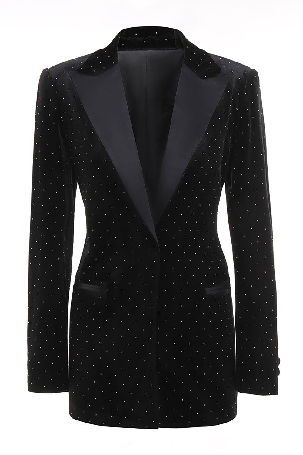 Black Polk Dots Single-breasted Peak Lapel 2 Piece Women's Formal Suit