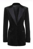 Black Polk Dots Single-breasted Peak Lapel 2 Piece Women's Formal Suit