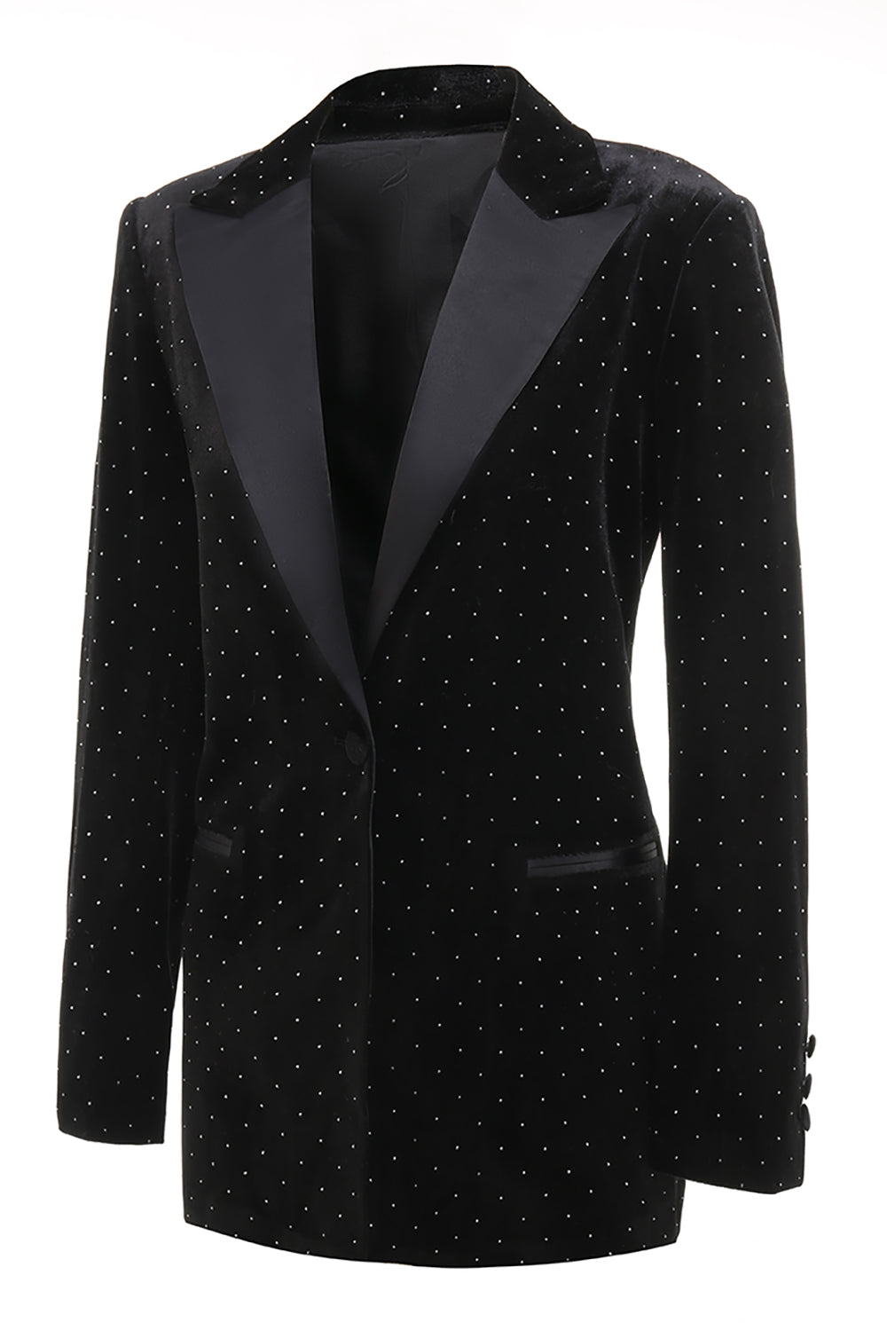 Black Polk Dots Single-breasted Peak Lapel 2 Piece Women's Formal Suit