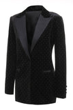 Black Polk Dots Single-breasted Peak Lapel 2 Piece Women's Formal Suit
