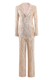 Champagne Peak Lapel Single Breasted Sequin 2 Piece Women's Formal Suits