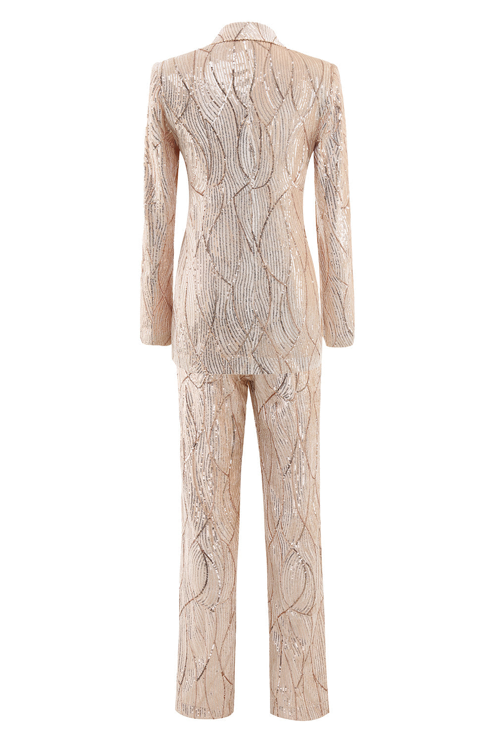 Champagne Peak Lapel Single Breasted Sequin 2 Piece Women's Formal Suits