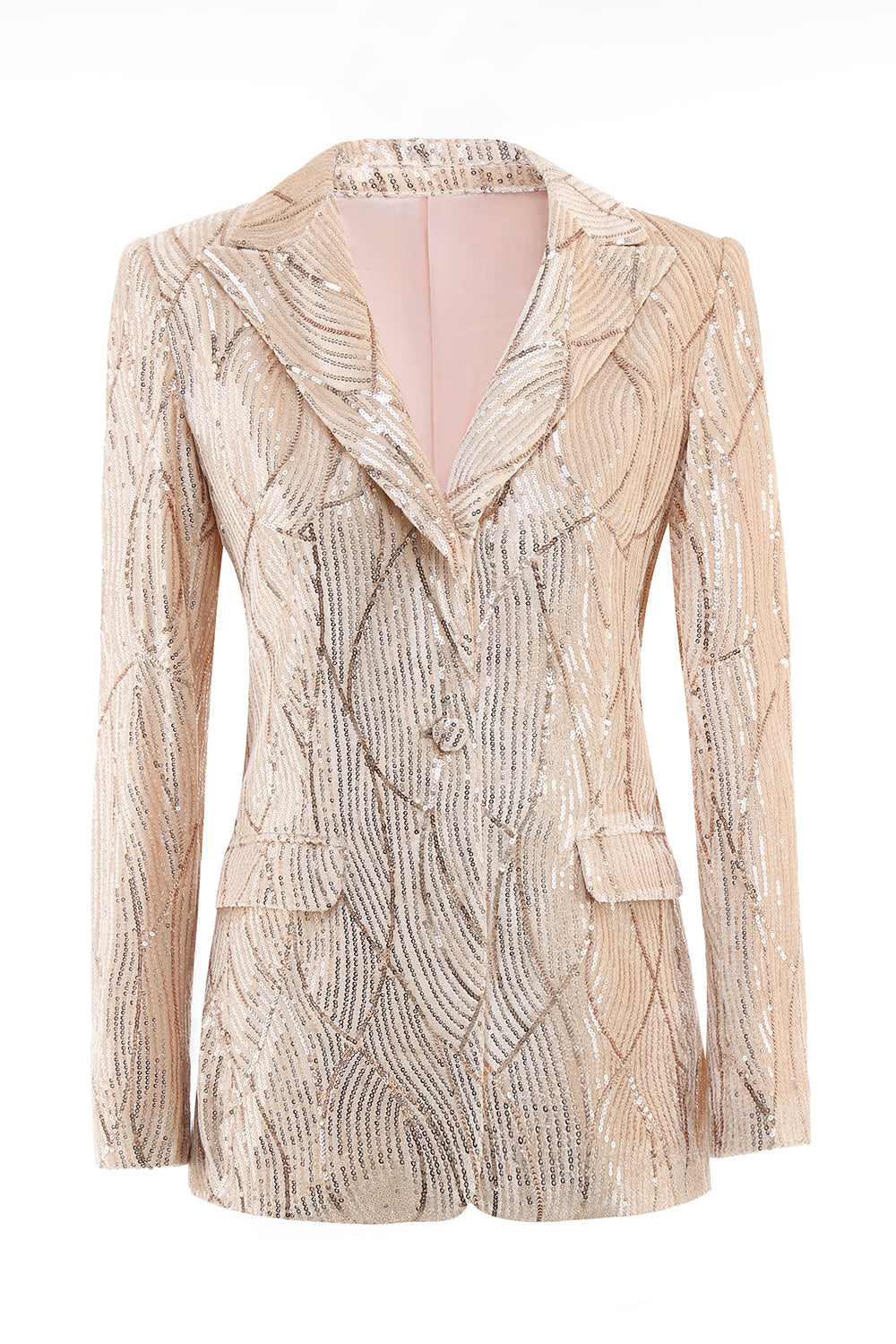 Champagne Peak Lapel Single Breasted Sequin 2 Piece Women's Formal Suits