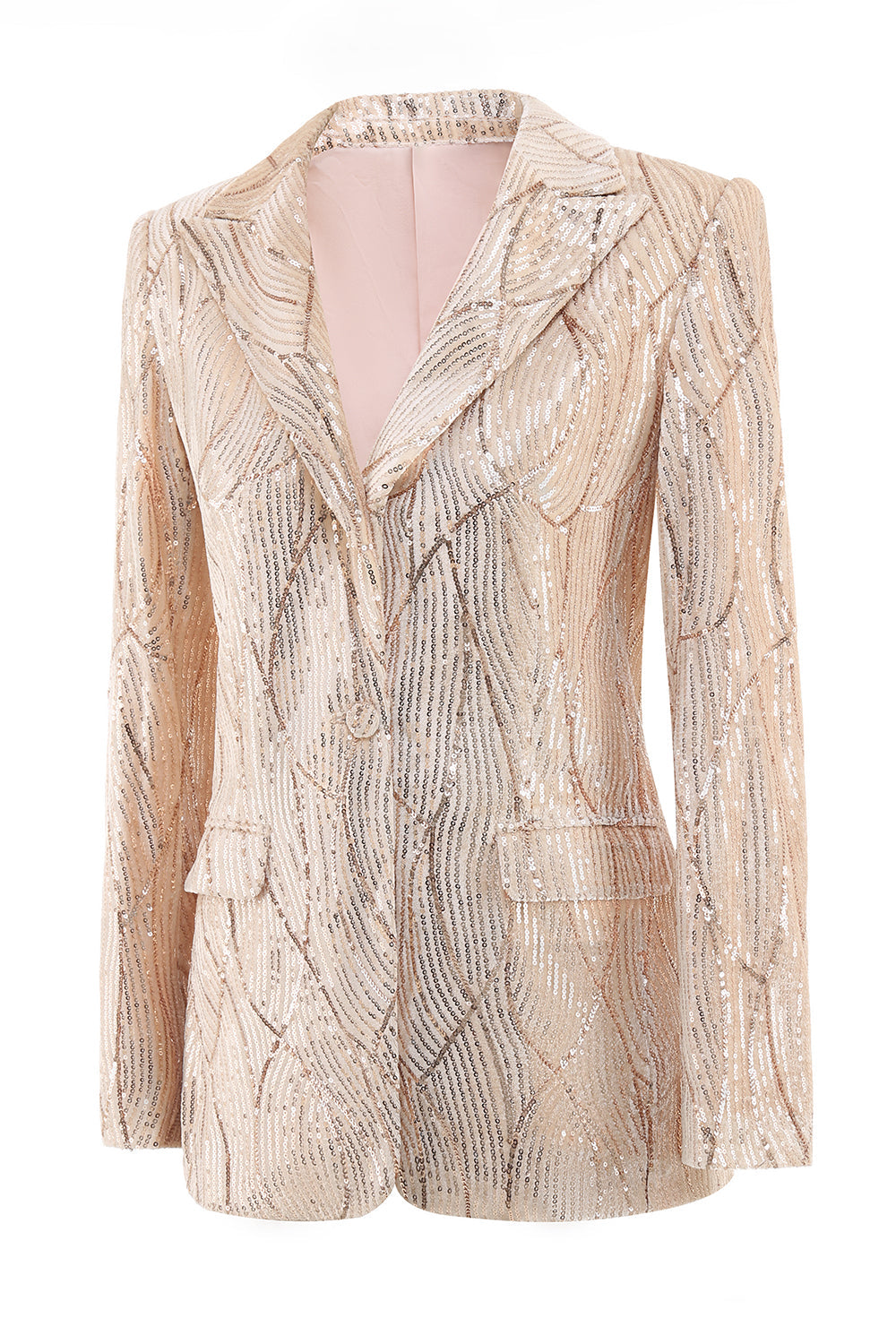 Champagne Peak Lapel Single Breasted Sequin 2 Piece Women's Formal Suits