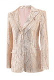 Champagne Peak Lapel Single Breasted Sequin 2 Piece Women's Formal Suits