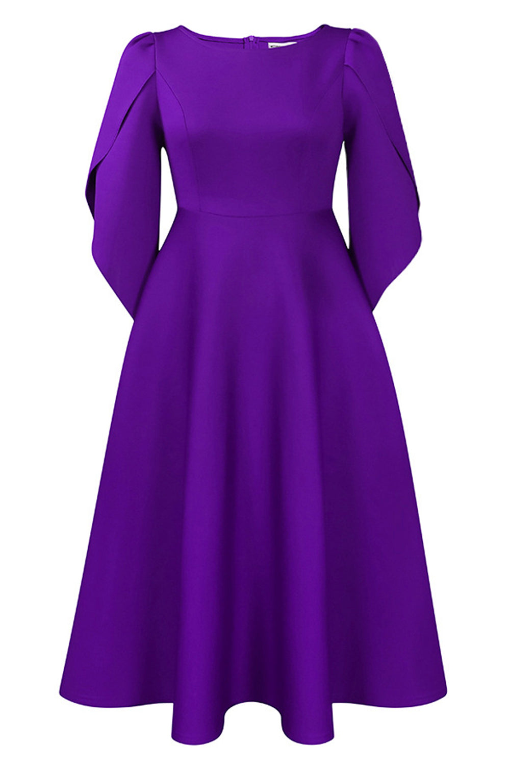 Royal Blue A Line Solid Swing Dress with Half Sleeves