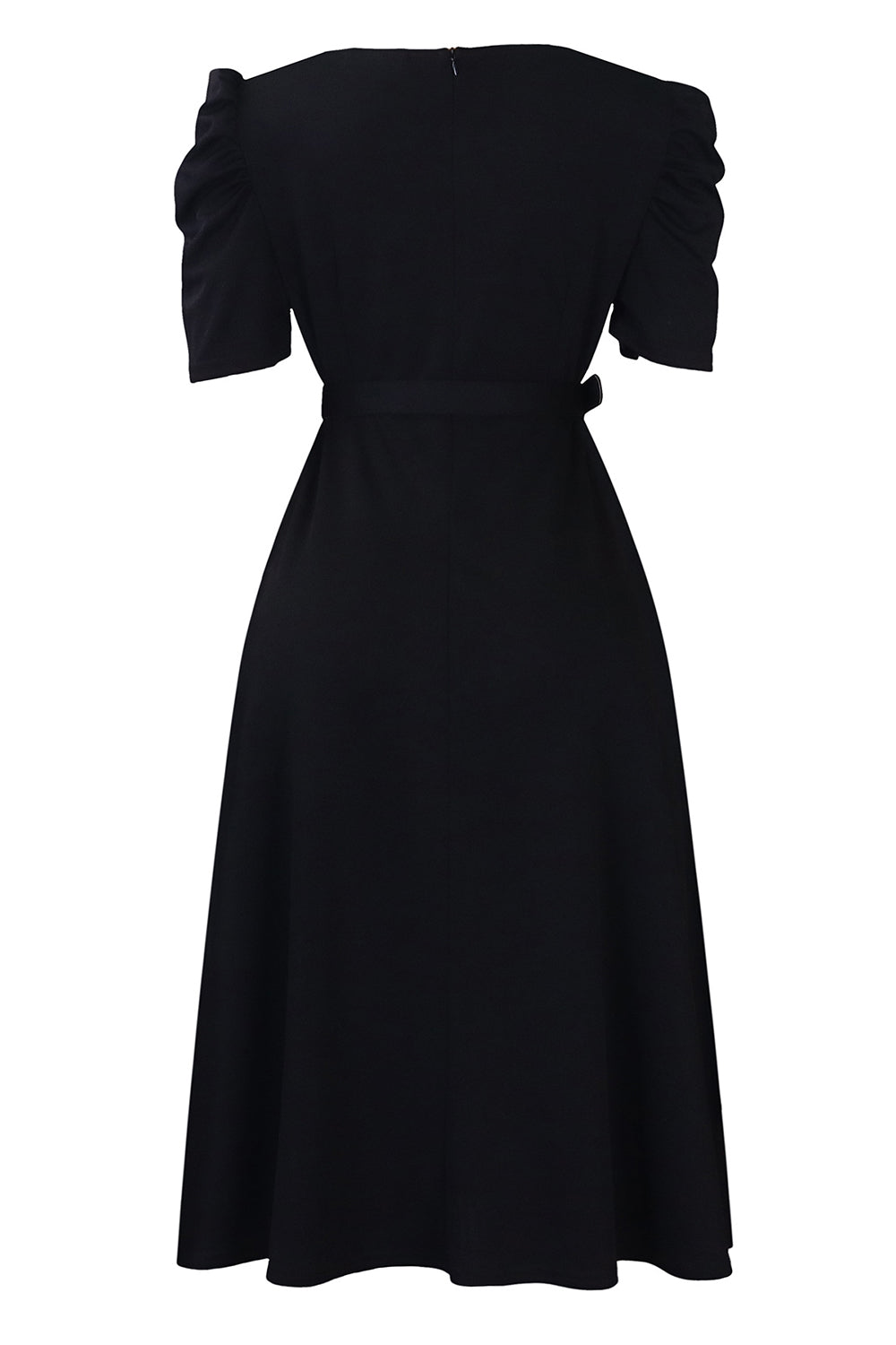 Royal Blue A Line V Neck Short Sleeves Cocktail Dress with Belt