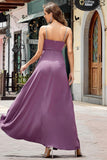 Purple Bodycon Spaghetti Straps Long Formal Dress with Split
