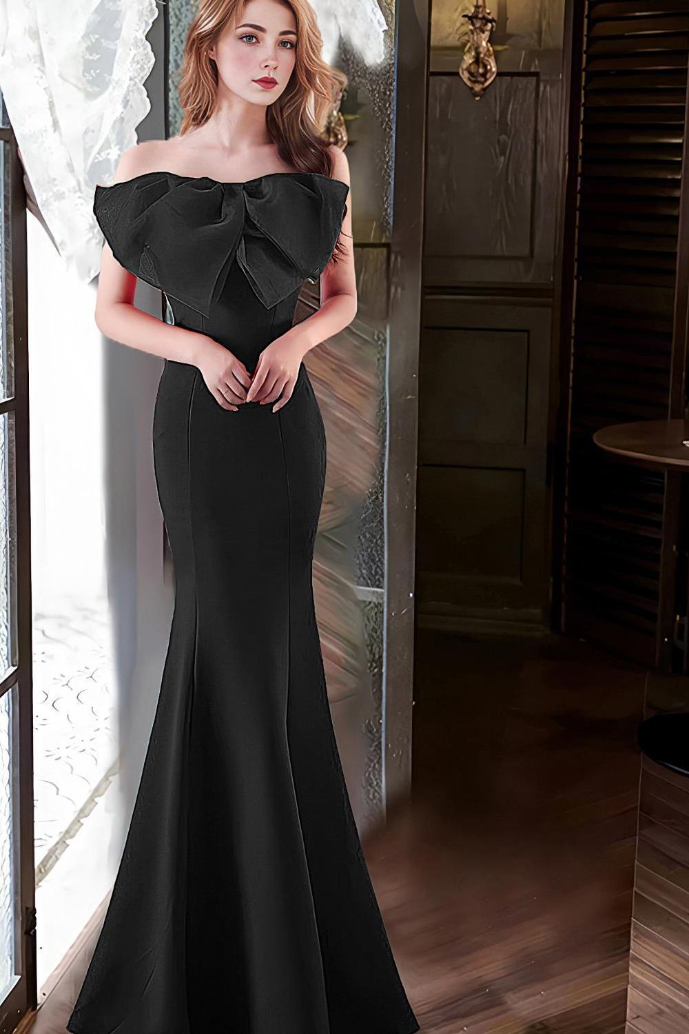 Pink Mermaid Strapless Long Formal Dress with Bow