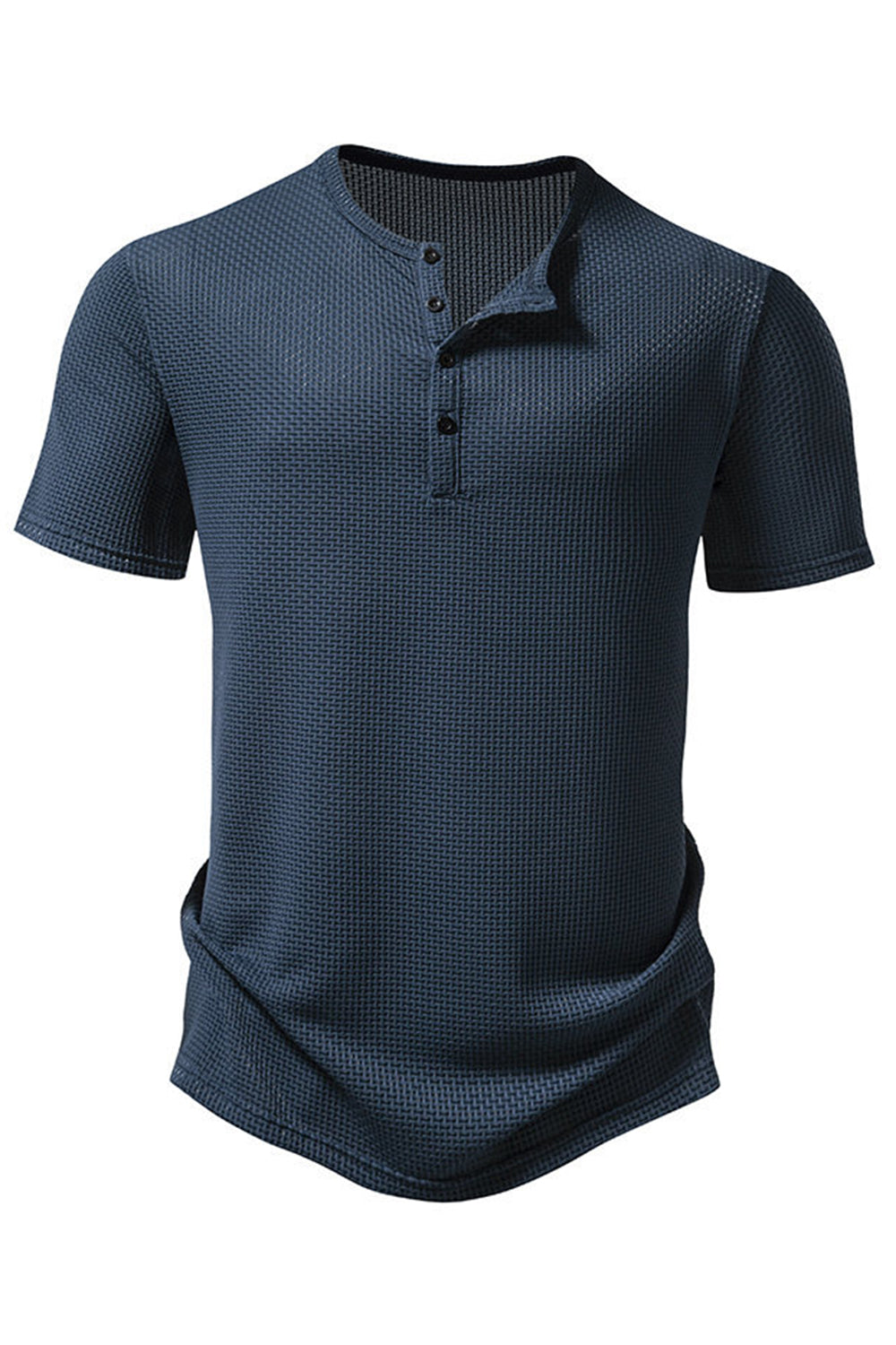 White Short Sleeves Waffle Men's Casual Polo Shirt