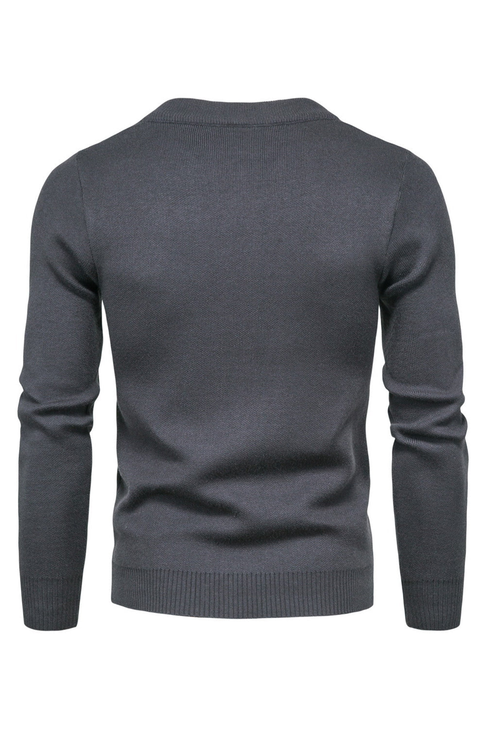 Black Round Neck Men's Zippered Knitted Sweater