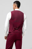 Burgundy 3 Pieces Peak Lapel Men's Formal Suits