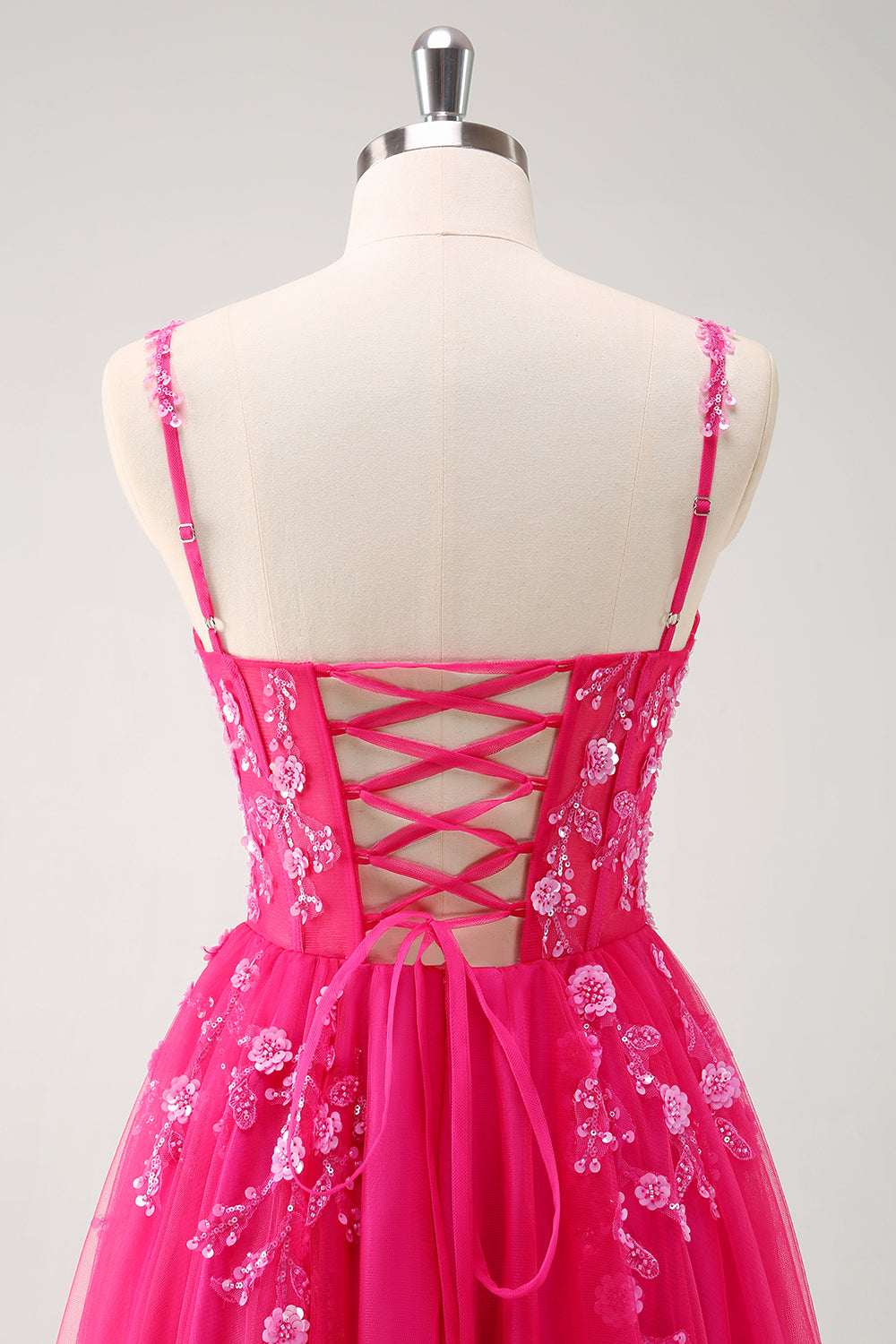 Sparkly A-Line Royal Blue Spaghetti Straps Corset Long Formal Dress