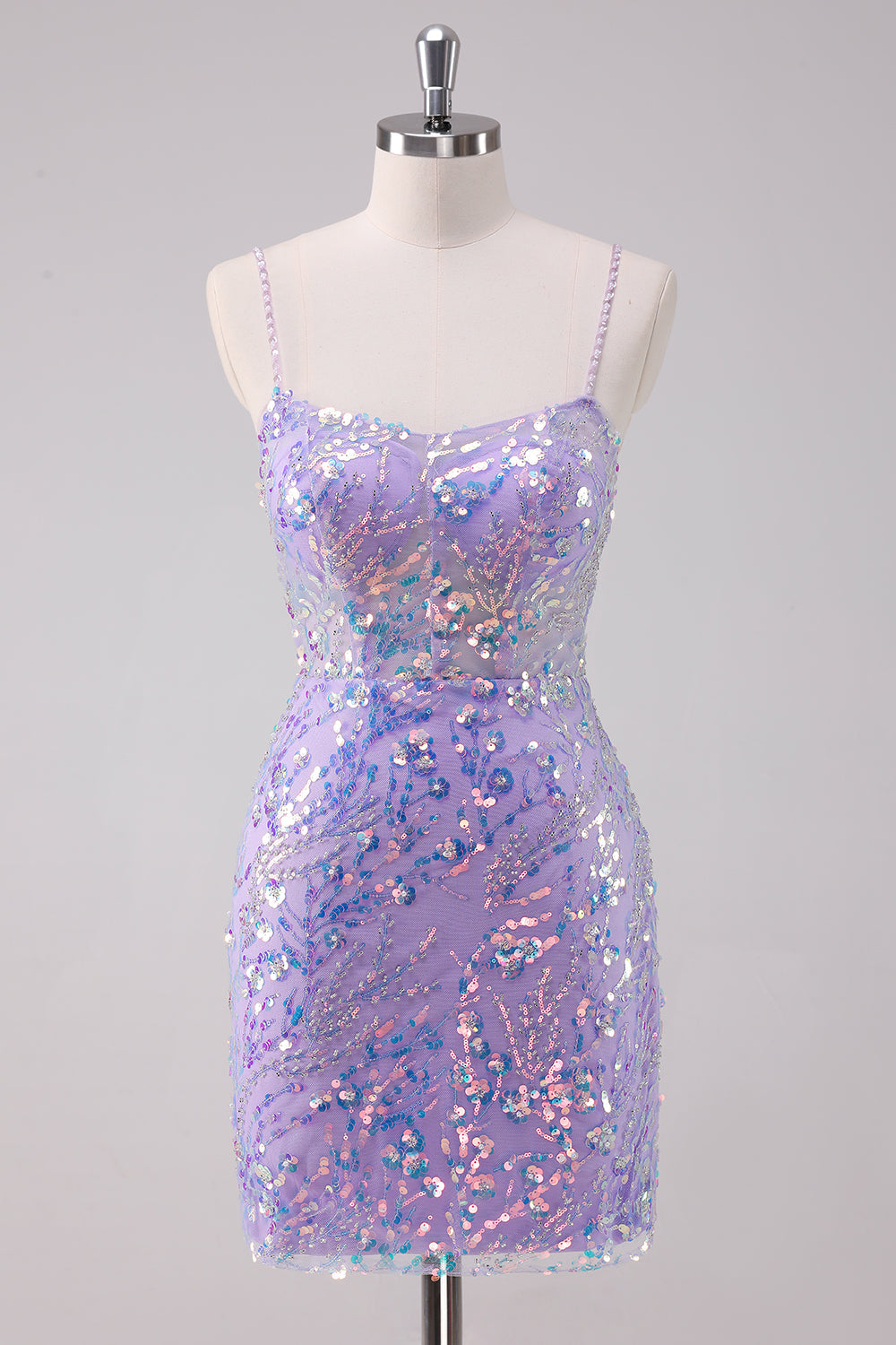 Lilac Sparkly Bodycon Sequins Short Homecoming Dress