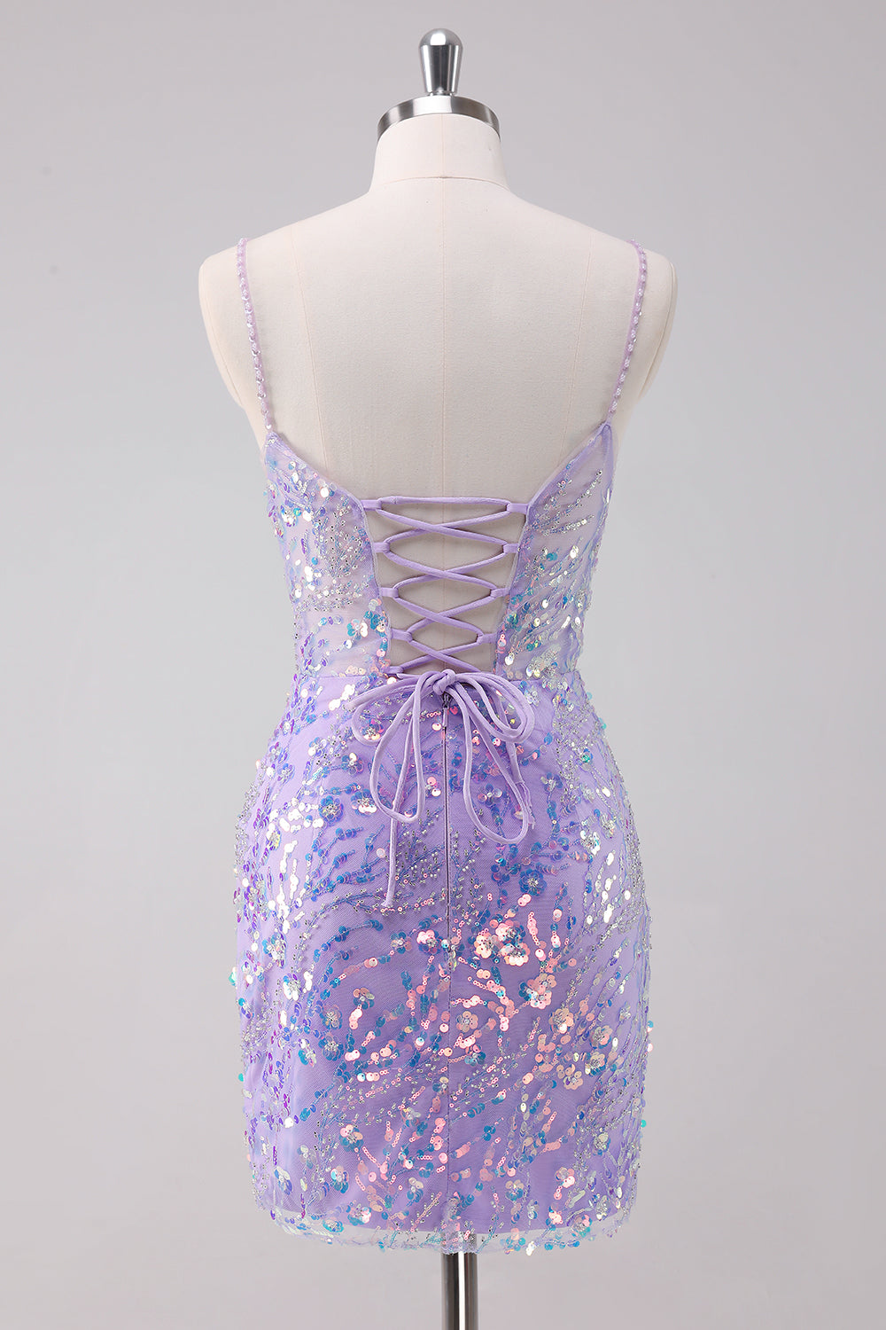 Lilac Sparkly Bodycon Sequins Short Homecoming Dress